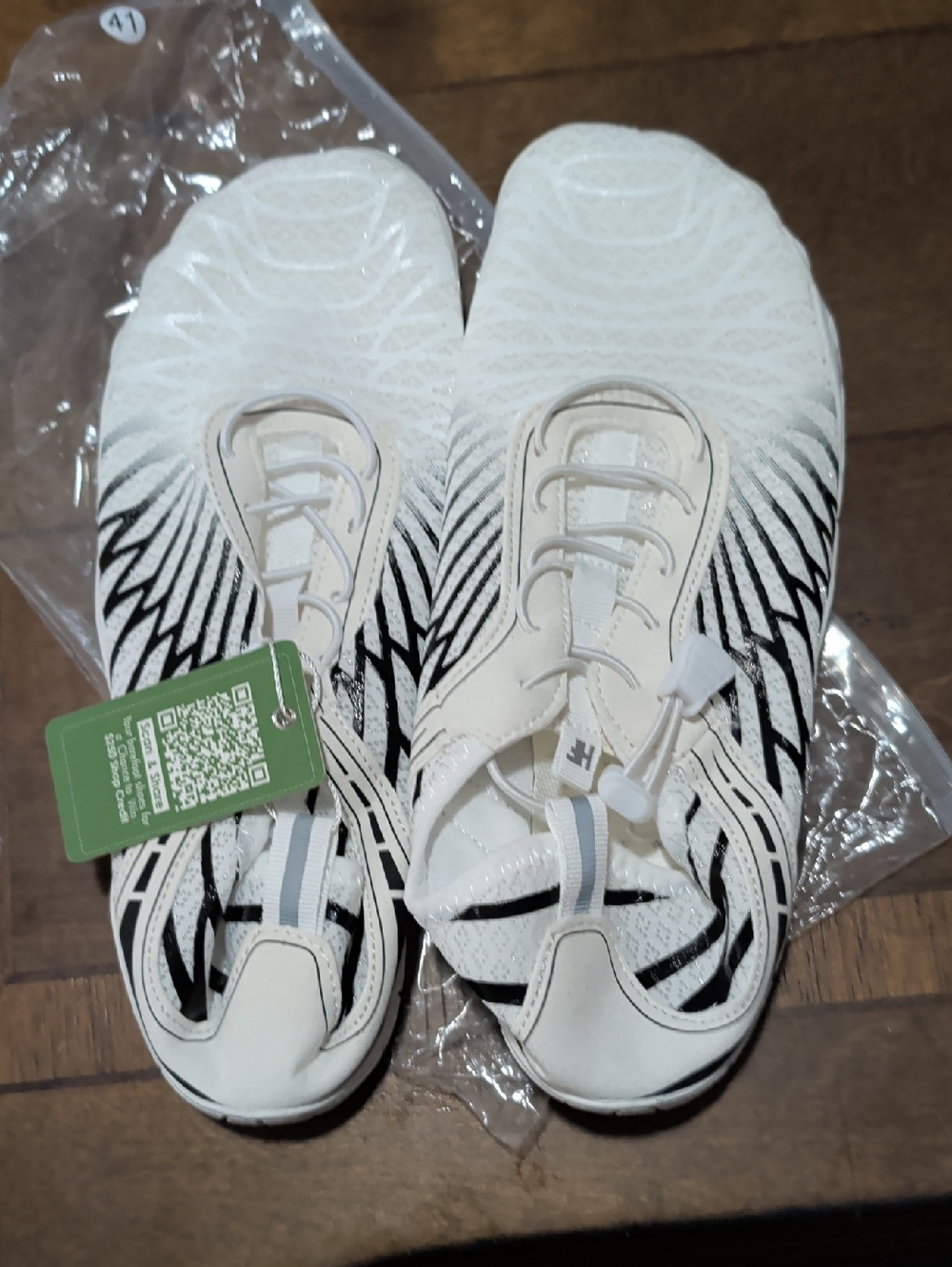 Breathable White & Black Patterned Unisex Slip-On Sandals
